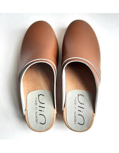 Sueco zuecos de madera cuero mujer