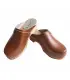 Sabots scandinaves mixtes en bois et cuir marron
