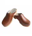 Swedish wooden clogs for man and woman in smooth leather