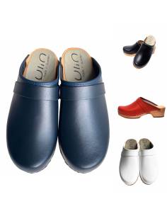 Men's Swedish Clogs leather and wood