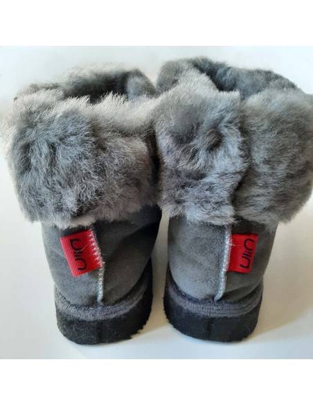 Chaussons  Femme et Homme chauds en peau d'agneaugris foncé