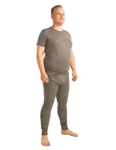 Tee shirt homme en laine et soie noir ou gris moucheté