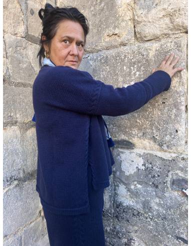 Pull en laine merinos 100% d'hiver et maille jersey à motif torsades 