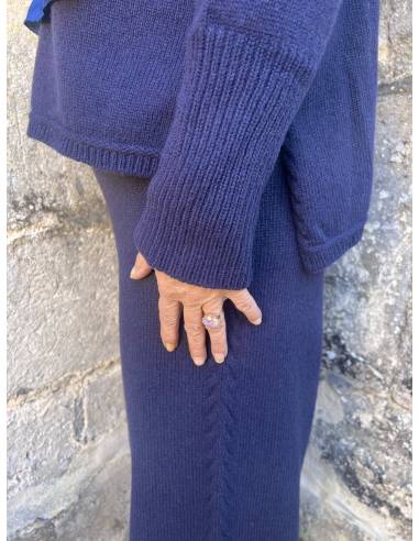 Merino wool wide-leg jersey trousers with twist pattern