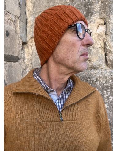 Luxury single ribbed cashmere and wool hat