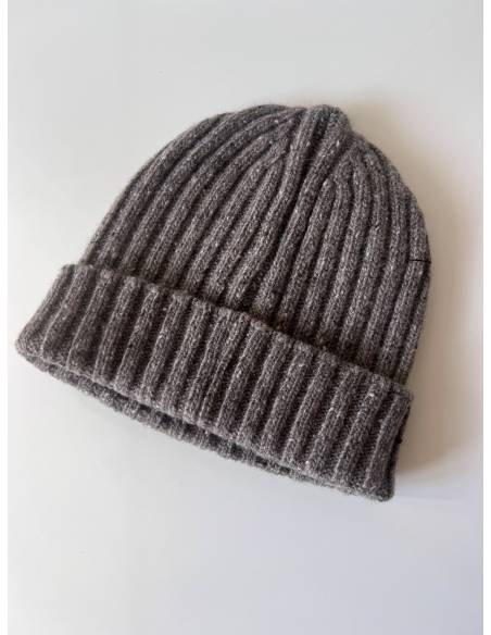Luxury single ribbed cashmere and wool hat