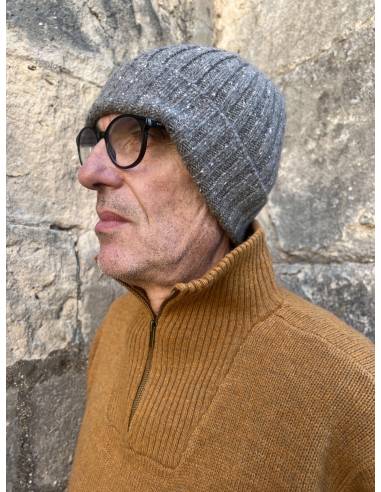 Luxury single ribbed cashmere and wool hat