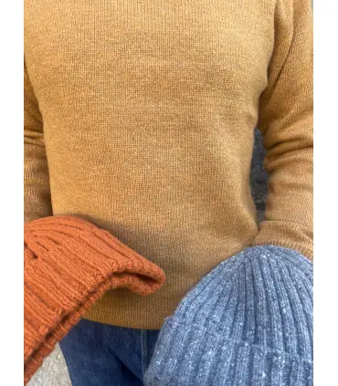 Bonnet cacheire laine orange et gris à point de côte simple cachemire et laine de luxe 