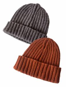 Luxury single ribbed cashmere and wool hat