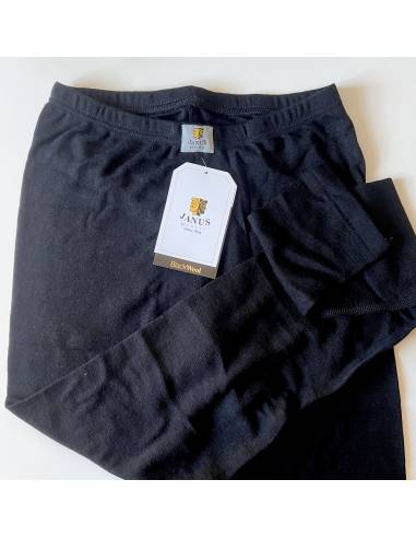 Legging noir femme d'hiver pure laine mérinos coupe sport slim et broderie de la griffe janus 
