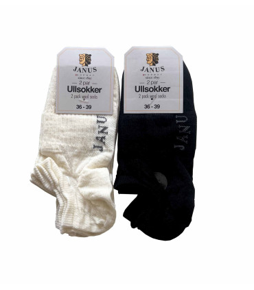 Duo de socquettes en laine mérinos blanc ou noir 