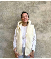 Waistcoat sleevesless pure wool with ZIP and hood