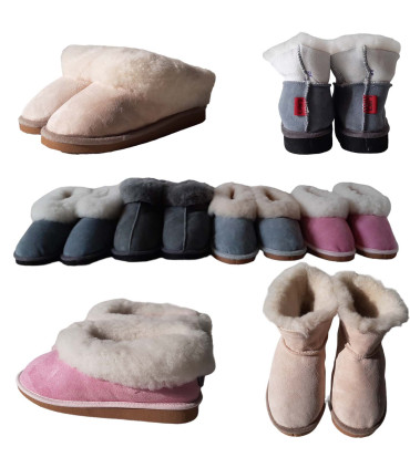 Zapatillas suecas calientes para mujer en piel de cordero