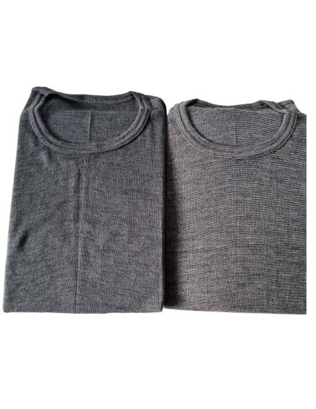 Tee shirt homme en laine et soie gris UNI ou gris moucheté
