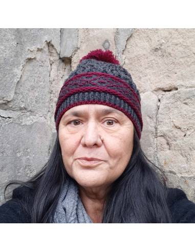 Gorro de mujer pura lana merino con jacquard Diseño nórdico