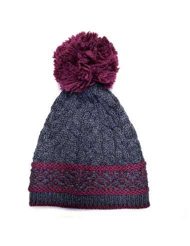 Gorro de mujer pura lana merino con jacquard Diseño nórdico