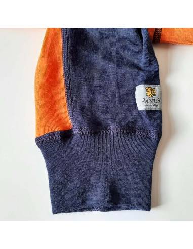 Men's warm orange and navy blue pure merino wool jersey