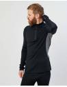 maillot col ZIP homme hiver pure laine mérinos Zip col protecteur noir et gris