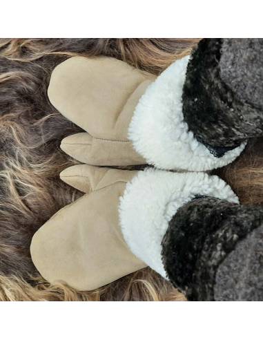 Moufles Femme en peau d'agneau retournée MOAKA BEIGE