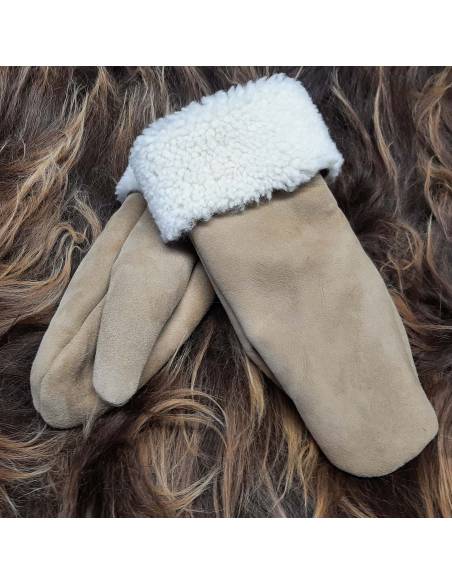 Moufles Femme en peau d'agneau retournée MOAKA BEIGE