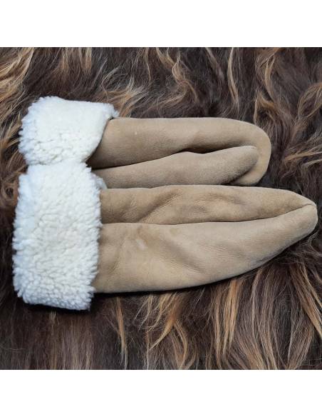 Moufles Femme en peau d'agneau retournée MOAKA BEIGE