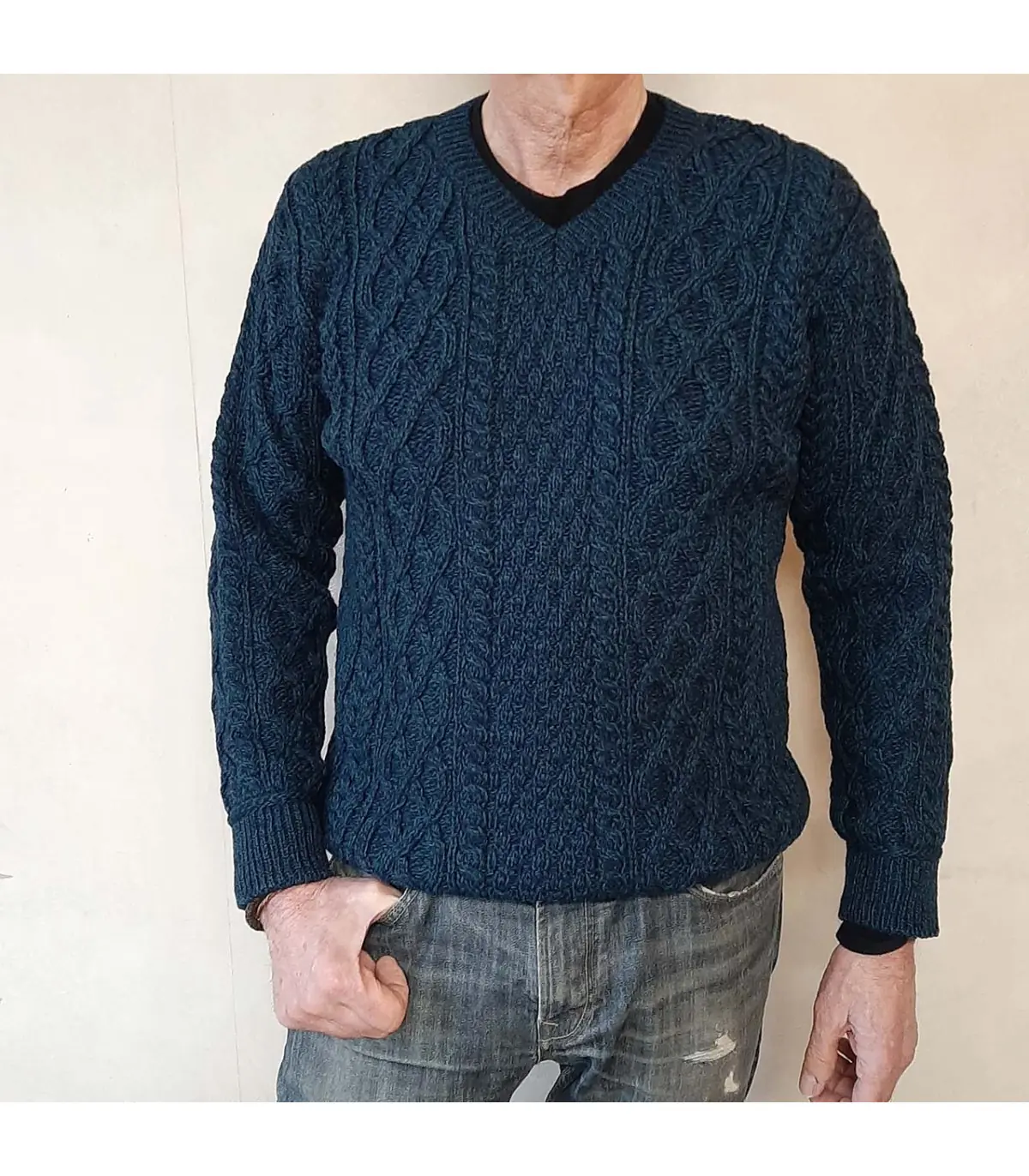 Jersey de lana para hombre con cuello alto abotonado Navy Kiltan