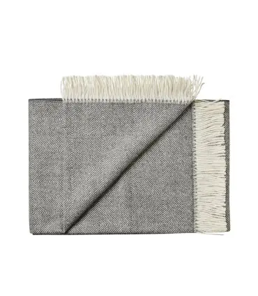 Plaids pure laine Baby ALPAGA rayures ou chevrons gris foncé 5109