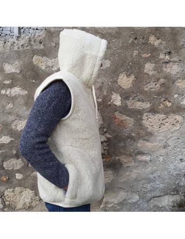 Veste pure laine avec capuche et fermeture ZIP