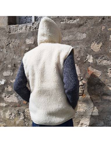 Veste pure laine avec capuche et fermeture ZIP