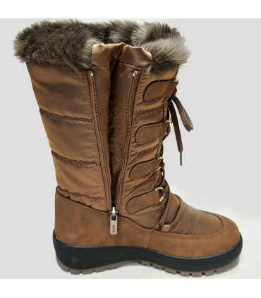 Bottes chaudes de neige femme cuir hydrofuges crampons amovibles - FENICE