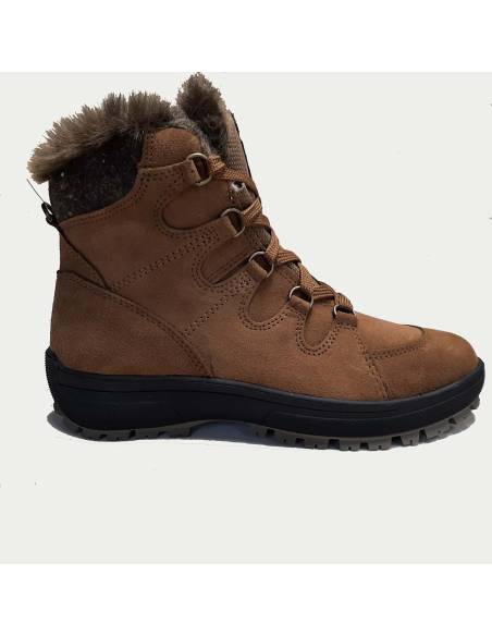 Bottines femme  grands froifs en cuir suède hydrofuge moka noir ou rouge Olang 