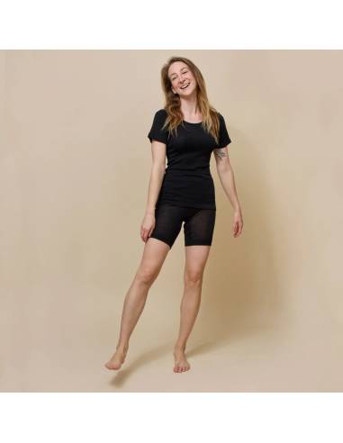 Long black shorts pure wool and SILK unisex