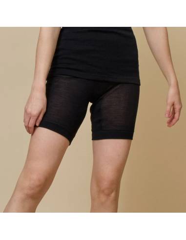 Short negro largo de lana pura y SEDA unisex