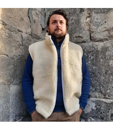 Chaleco de lana pura sin mangas con cremallera