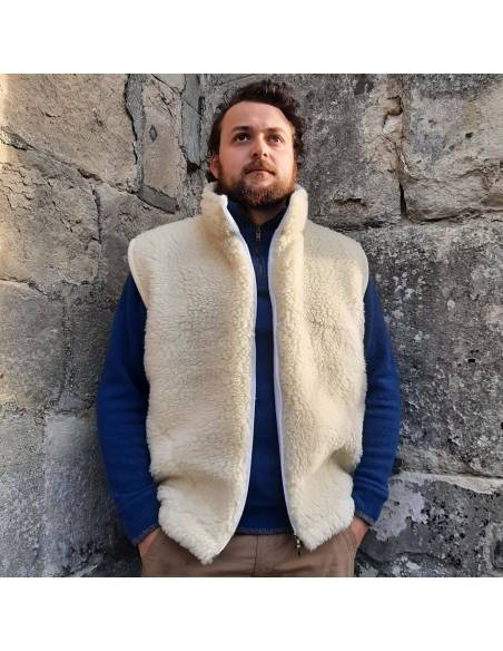 Gilet chaud homme pure laine col ZIP