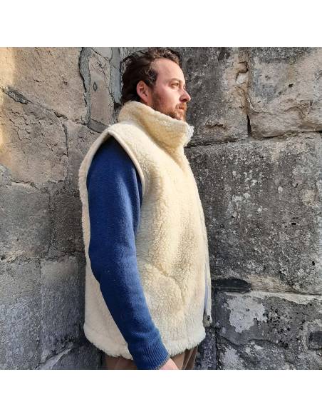 Gilet homme laine col fermeture ZIP sans manches