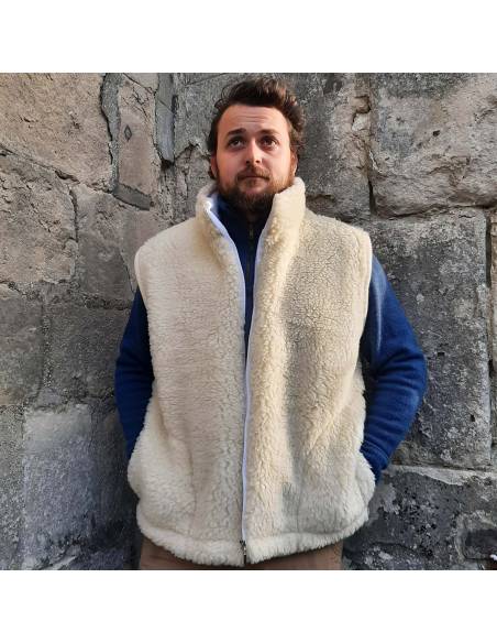 Gilet pure laine avec col fermeture ZIP