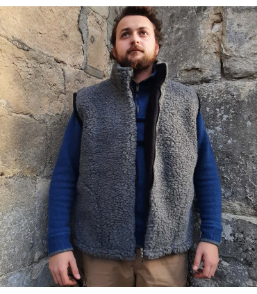 Waistcoat sleevesless pure wool with ZIP