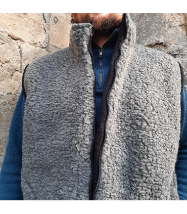 Waistcoat sleevesless pure wool with ZIP
