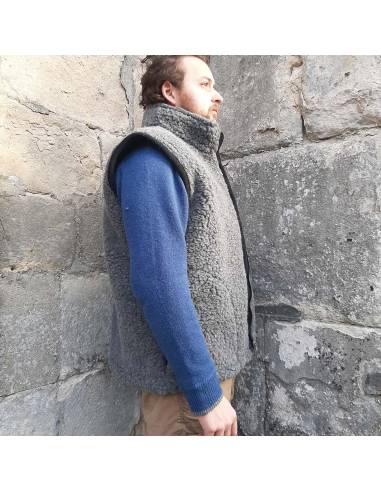 Waistcoat sleevesless pure wool with ZIP