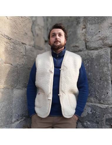 Gilet de Berger pure laine à brandebourg