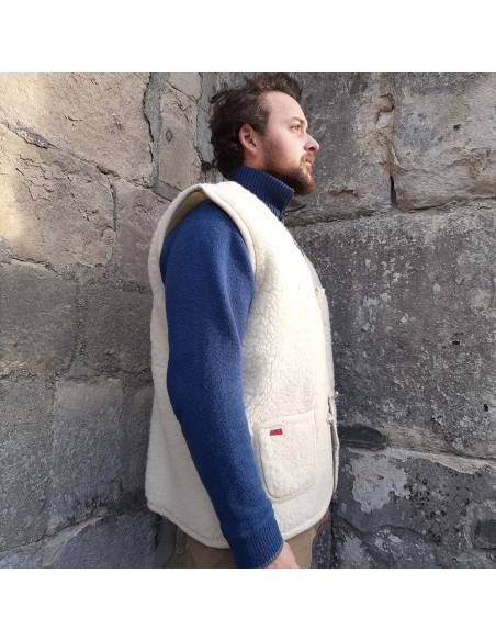 Gilet de Berger pure laine à brandebourg