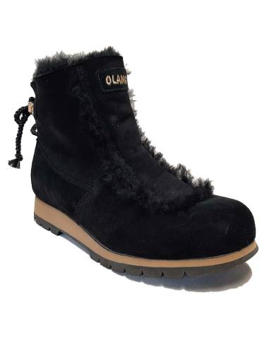 Beige oder schwarze Damenschuhe für große Kälte aus echtem Schafsfell Olang Aurora.