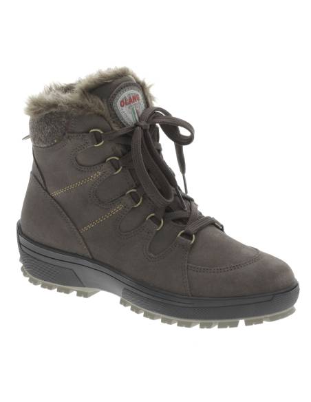 Bottines femme  grands froifs en cuir suède hydrofuge moka noir ou rouge Olang 