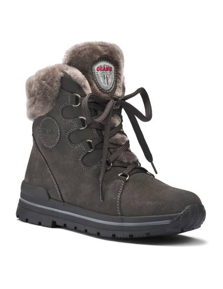 Bottines hiver en peau de mouton retournée pour Femme - Olang Gufo taupe burgendy