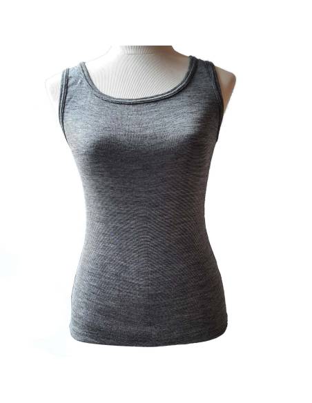 Tank top black woman wool and silk