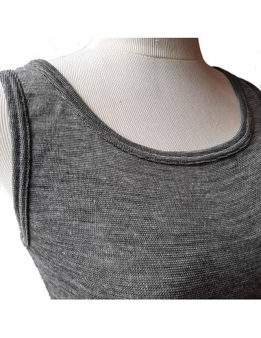 Tank top black woman wool and silk
