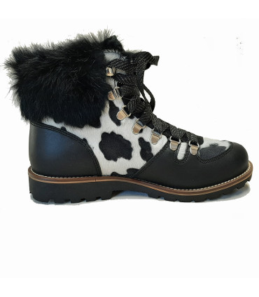 Women's cow leather macrame snow boot 