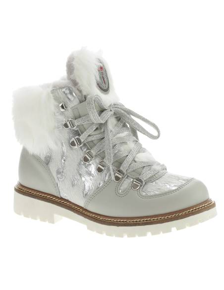 Women's cow leather macrame snow boot 