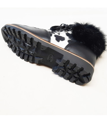 Women's cow leather macrame snow boot